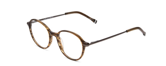 Profile View of Ernest Hemingway H4855 Designer Blue Light Blocking Eyeglasses in Olive Green Amber Brown Marble/Gun Metal Unisex Round Full Rim Acetate 48 mm