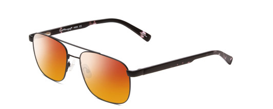 Profile View of Ernest Hemingway H4856 Designer Polarized Sunglasses with Custom Cut Red Mirror Lenses in Satin Metallic Black/Lilac Plum Tortoise Unisex Aviator Full Rim Stainless Steel 54 mm