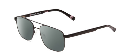 Profile View of Ernest Hemingway H4856 Designer Polarized Sunglasses with Custom Cut Smoke Grey Lenses in Satin Metallic Black/Lilac Plum Tortoise Unisex Aviator Full Rim Stainless Steel 54 mm