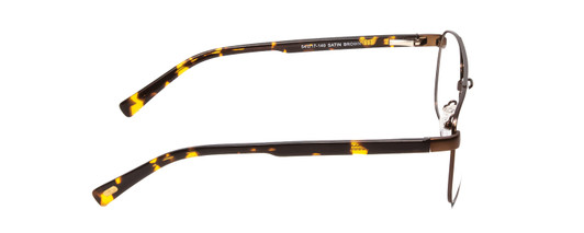 Side View of Ernest Hemingway H4856 Designer Bi-Focal Prescription Rx Eyeglasses in Satin Metallic Brown/Brown Gold Tortoise Unisex Aviator Full Rim Stainless Steel 54 mm