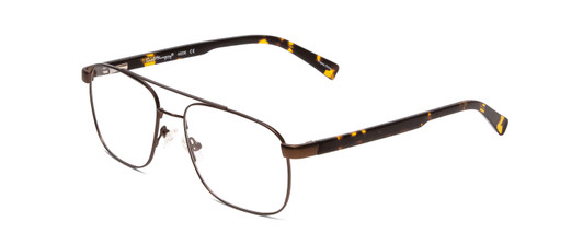 Profile View of Ernest Hemingway H4856 Designer Progressive Lens Blue Light Blocking Eyeglasses in Satin Metallic Brown/Brown Gold Tortoise Unisex Aviator Full Rim Stainless Steel 54 mm