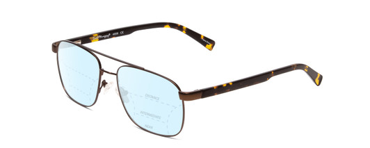 Profile View of Ernest Hemingway H4856 Designer Progressive Lens Blue Light Blocking Eyeglasses in Satin Metallic Brown/Brown Gold Tortoise Unisex Aviator Full Rim Stainless Steel 54 mm