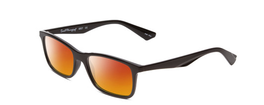 Profile View of Ernest Hemingway H4857 Designer Polarized Sunglasses with Custom Cut Red Mirror Lenses in Gloss Black Unisex Cateye Full Rim Acetate 53 mm