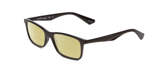 Profile View of Ernest Hemingway H4857 Designer Polarized Reading Sunglasses with Custom Cut Powered Sun Flower Yellow Lenses in Gloss Black Unisex Cateye Full Rim Acetate 56 mm