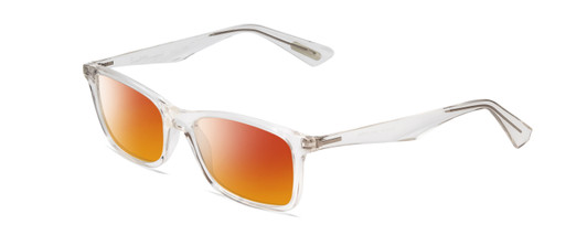 Profile View of Ernest Hemingway H4857 Designer Polarized Sunglasses with Custom Cut Red Mirror Lenses in Shiny Clear Crystal Unisex Cateye Full Rim Acetate 56 mm