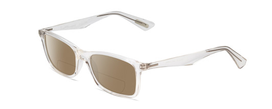 Profile View of Ernest Hemingway H4857 Designer Polarized Reading Sunglasses with Custom Cut Powered Amber Brown Lenses in Shiny Clear Crystal Unisex Cateye Full Rim Acetate 56 mm