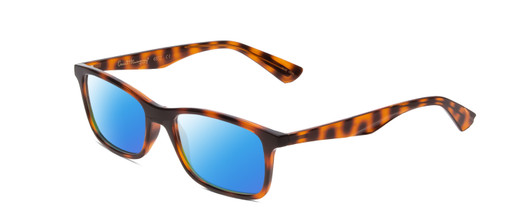 Profile View of Ernest Hemingway H4857 Designer Polarized Sunglasses with Custom Cut Blue Mirror Lenses in Shiny Tiger Brown Yellow Orange Tortoise Havana Unisex Cateye Full Rim Acetate 53 mm