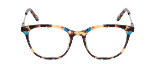 Front View of Ernest Hemingway H4859 Designer Reading Eye Glasses with Custom Cut Powered Lenses in Blue Rose Plum Yellow Tortoise Havana Silver Ladies Cateye Full Rim Acetate 50 mm
