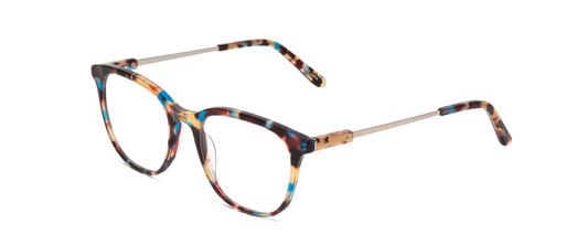 Profile View of Ernest Hemingway H4859 Designer Blue Light Blocking Eyeglasses in Blue Rose Plum Yellow Tortoise Havana Silver Ladies Cateye Full Rim Acetate 50 mm