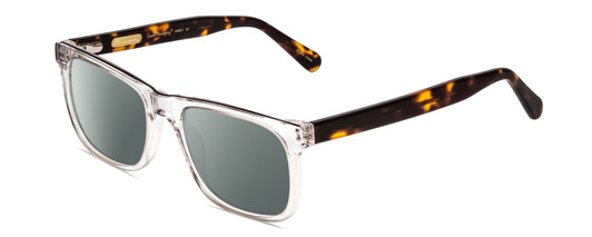 Profile View of Ernest Hemingway H4861 Designer Polarized Sunglasses with Custom Cut Smoke Grey Lenses in Clear Crystal/Brown Tortoise Havana Unisex Cateye Full Rim Acetate 55 mm