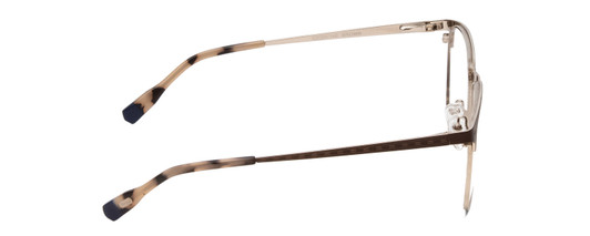 Side View of Ernest Hemingway H4862 Designer Single Vision Prescription Rx Eyeglasses in Satin Brown/Silver Geometric Pattern Unisex Cateye Full Rim Stainless Steel 52 mm