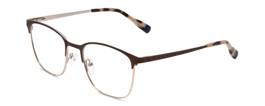 Profile View of Ernest Hemingway H4862 Designer Progressive Lens Blue Light Blocking Eyeglasses in Satin Brown/Silver Geometric Pattern Unisex Cateye Full Rim Stainless Steel 52 mm