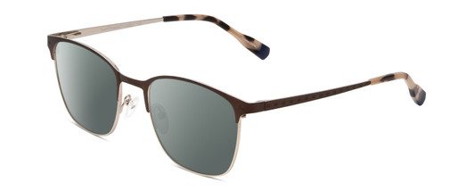 Profile View of Ernest Hemingway H4862 Designer Polarized Sunglasses with Custom Cut Smoke Grey Lenses in Satin Brown/Silver Geometric Pattern Unisex Cateye Full Rim Stainless Steel 52 mm