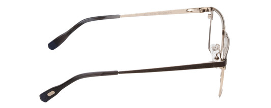 Side View of Ernest Hemingway H4863 Designer Single Vision Prescription Rx Eyeglasses in Satin Gun Metal/Silver Geometric Pattern Unisex Rectangle Full Rim Stainless Steel 52 mm