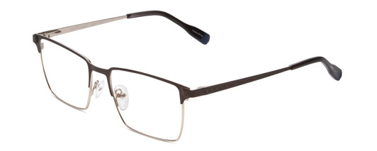 Profile View of Ernest Hemingway H4863 Designer Blue Light Blocking Eyeglasses in Satin Gun Metal/Silver Geometric Pattern Unisex Rectangle Full Rim Stainless Steel 52 mm