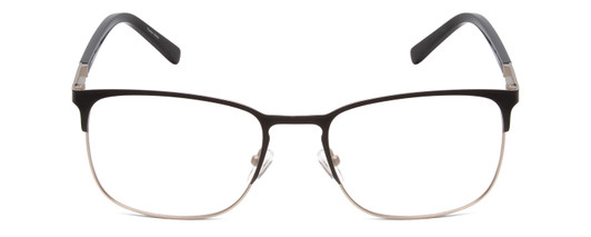 Front View of Ernest Hemingway H4864 Designer Reading Eye Glasses with Custom Cut Powered Lenses in Matte Black Satin Silver Unisex Cateye Full Rim Stainless Steel 58 mm