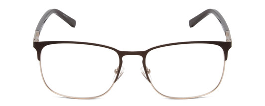 Front View of Ernest Hemingway H4864 Designer Progressive Lens Prescription Rx Eyeglasses in Matte Brown Satin Silver Unisex Cateye Full Rim Stainless Steel 58 mm