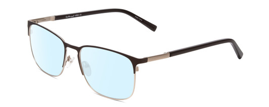 Profile View of Ernest Hemingway H4864 Designer Blue Light Blocking Eyeglasses in Matte Brown Satin Silver Unisex Cateye Full Rim Stainless Steel 58 mm