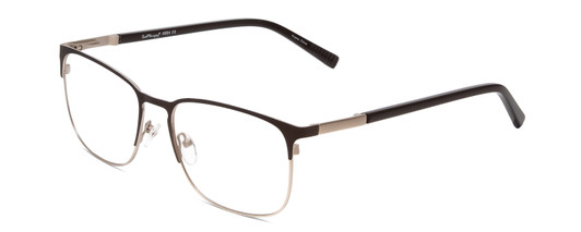 Profile View of Ernest Hemingway H4864 Designer Progressive Lens Blue Light Blocking Eyeglasses in Matte Brown Satin Silver Unisex Cateye Full Rim Stainless Steel 58 mm