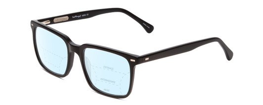 Profile View of Ernest Hemingway H4866 Designer Progressive Lens Blue Light Blocking Eyeglasses in Gloss Black/Silver Accents Unisex Cateye Full Rim Acetate 51 mm