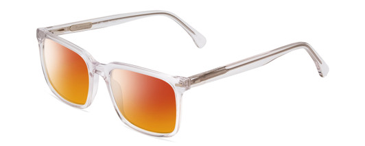 Profile View of Ernest Hemingway H4866 Designer Polarized Sunglasses with Custom Cut Red Mirror Lenses in Clear Crystal/Silver Glitter Accent Unisex Cateye Full Rim Acetate 51 mm