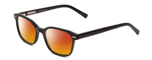 Profile View of Ernest Hemingway H4867 Designer Polarized Sunglasses with Custom Cut Red Mirror Lenses in Gloss Black/Silver Accents Unisex Cateye Full Rim Acetate 50 mm