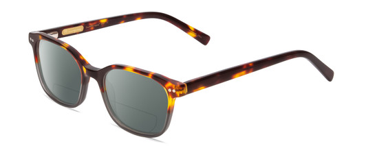 Profile View of Ernest Hemingway H4867 Designer Polarized Reading Sunglasses with Custom Cut Powered Smoke Grey Lenses in Tortoise Havana Brown Amber/Grey Fade/Silver Accent Unisex Cateye Full Rim Acetate 50 mm