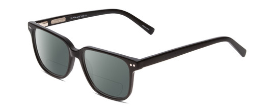 Profile View of Ernest Hemingway H4868 Designer Polarized Reading Sunglasses with Custom Cut Powered Smoke Grey Lenses in Gloss Black/Silver Accents Unisex Cateye Full Rim Acetate 52 mm