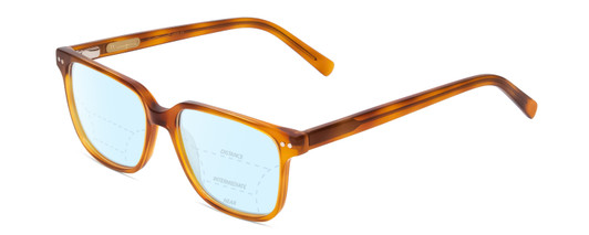 Profile View of Ernest Hemingway H4868 Designer Progressive Lens Blue Light Blocking Eyeglasses in Demi-Tortoise Havana Blonde/Silver Accent Unisex Cateye Full Rim Acetate 52 mm