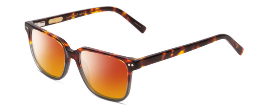 Profile View of Ernest Hemingway H4868 Designer Polarized Sunglasses with Custom Cut Red Mirror Lenses in Tortoise Havana Brown Amber/Grey Fade/Silver Accent Unisex Cateye Full Rim Acetate 52 mm