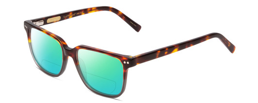 Profile View of Ernest Hemingway H4868 Designer Polarized Reading Sunglasses with Custom Cut Powered Green Mirror Lenses in Tortoise Havana Brown Amber/Grey Fade/Silver Accent Unisex Cateye Full Rim Acetate 52 mm