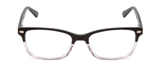 Front View of Ernest Hemingway H4869 Designer Progressive Lens Prescription Rx Eyeglasses in Gloss Black/Clear Crystal Fade/Silver Accents Unisex Cateye Full Rim Acetate 53 mm