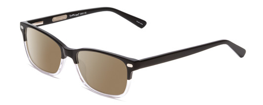 Profile View of Ernest Hemingway H4869 Designer Polarized Sunglasses with Custom Cut Amber Brown Lenses in Gloss Black/Clear Crystal Fade/Silver Accents Unisex Cateye Full Rim Acetate 53 mm