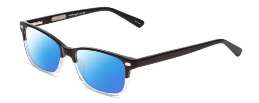 Profile View of Ernest Hemingway H4869 Designer Polarized Sunglasses with Custom Cut Blue Mirror Lenses in Gloss Black/Clear Crystal Fade/Silver Accents Unisex Cateye Full Rim Acetate 53 mm