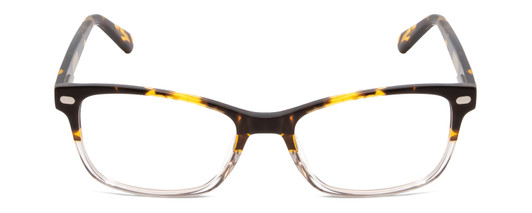 Front View of Ernest Hemingway H4869 Designer Reading Eye Glasses with Custom Cut Powered Lenses in Brown Amber Tortoise Havana/Clear Crystal Fade/Silver Accent Unisex Cateye Full Rim Acetate 53 mm