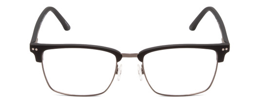 Front View of Ernest Hemingway H4870 Designer Reading Eye Glasses with Custom Cut Powered Lenses in Matte Black/Shiny Gun Metal Unisex Cateye Full Rim Acetate 53 mm