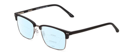 Profile View of Ernest Hemingway H4870 Designer Progressive Lens Blue Light Blocking Eyeglasses in Matte Black/Shiny Gun Metal Unisex Cateye Full Rim Acetate 53 mm