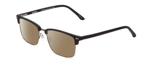 Profile View of Ernest Hemingway H4870 Designer Polarized Sunglasses with Custom Cut Amber Brown Lenses in Matte Black/Shiny Gun Metal Unisex Cateye Full Rim Acetate 53 mm