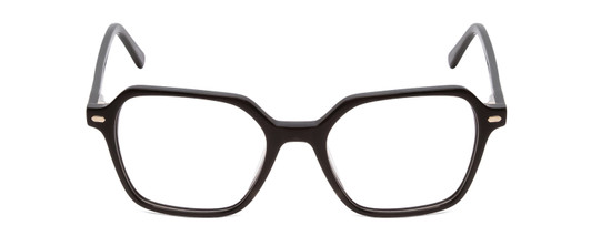 Front View of Ernest Hemingway H4872 Designer Single Vision Prescription Rx Eyeglasses in Gloss Black/Silver Accents Unisex Square Full Rim Acetate 50 mm
