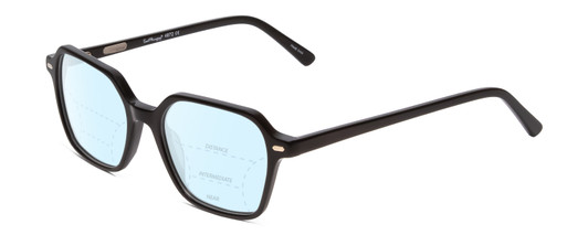 Profile View of Ernest Hemingway H4872 Designer Progressive Lens Blue Light Blocking Eyeglasses in Gloss Black/Silver Accents Unisex Square Full Rim Acetate 50 mm