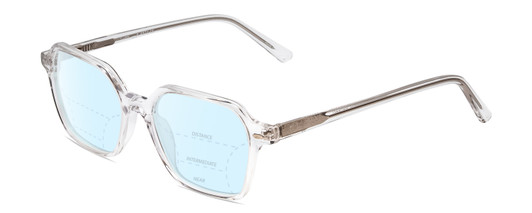 Profile View of Ernest Hemingway H4872 Designer Progressive Lens Blue Light Blocking Eyeglasses in Clear Crystal/Silver Glitter Accent Unisex Square Full Rim Acetate 50 mm