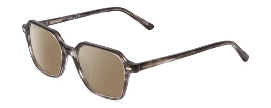 Profile View of Ernest Hemingway H4872 Designer Polarized Reading Sunglasses with Custom Cut Powered Amber Brown Lenses in Smoke Grey Crystal Tortoise Havana/Silver Accent Unisex Square Full Rim Acetate 50 mm
