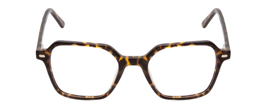 Front View of Ernest Hemingway H4872 Designer Reading Eye Glasses with Custom Cut Powered Lenses in Brown Amber Tortoise Havana/Silver Accent Unisex Square Full Rim Acetate 50 mm