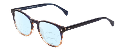 Profile View of Ernest Hemingway H4873 Designer Progressive Lens Blue Light Blocking Eyeglasses in Navy Blue Fade Unisex Cateye Full Rim Acetate 51 mm