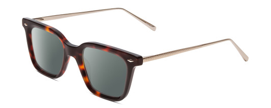 Profile View of Ernest Hemingway H4875 Designer Polarized Sunglasses with Custom Cut Smoke Grey Lenses in Gloss Auburn Brown Tortoise Havana/Patterned Gold Accent Unisex Cateye Full Rim Acetate 48 mm