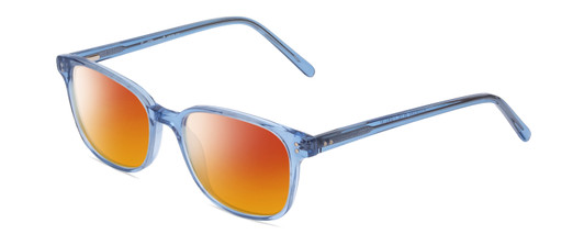 Profile View of Ernest Hemingway H4876 Designer Polarized Sunglasses with Custom Cut Red Mirror Lenses in Shiny Blue Crystal/Silver Accents Unisex Cateye Full Rim Acetate 53 mm