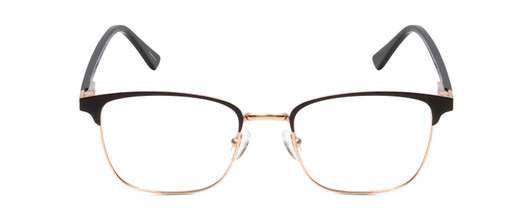 Front View of Ernest Hemingway H4890 Designer Single Vision Prescription Rx Eyeglasses in Gloss Black/Shiny Gold Unisex Cateye Full Rim Stainless Steel 53 mm