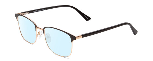 Profile View of Ernest Hemingway H4890 Designer Blue Light Blocking Eyeglasses in Gloss Black/Shiny Gold Unisex Cateye Full Rim Stainless Steel 53 mm