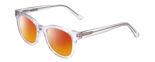Profile View of Ernest Hemingway H4901 Designer Polarized Sunglasses with Custom Cut Red Mirror Lenses in Clear Crystal/Silver Glitter Accent Ladies Cateye Full Rim Acetate 51 mm