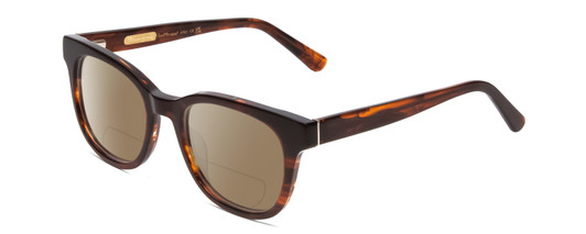 Profile View of Ernest Hemingway H4901 Designer Polarized Reading Sunglasses with Custom Cut Powered Amber Brown Lenses in Shiny Auburn Brown Tortoise Havana Ladies Cateye Full Rim Acetate 51 mm